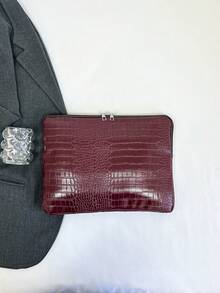 1pc 11"/13"/15" Student Laptop Bag, Burgundy Crocodile Grain PU Casual Unisex Laptop Sleeve, Tablet Pouch, File Bag, Notebook Case, Laptop Carrying Bag, Suitable Compatible With MacBook, HP, Suitable For Girls, Teens, Boys, College Students, 9-15" Tablet Sleeve, Fit Compatible With Ipad Air 4/5, Pro - Burgundy - View 5