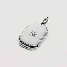 独特简约925纯银方形星形锆石镶嵌吊坠，女士项链配饰 - Square Pendant - 查看 9