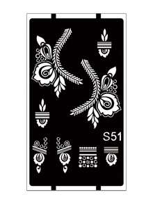 Șablon de tatuaj floral gol desenat manual Hana - model floral sexy, potrivit pentru mâini, pictură DIY, cerneală, autocolant reutilizabil pentru șablon de design Mandala, potrivit pentru machiaj de corp pentru femei și petreceri - Negru - Vizualizare 9