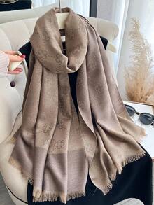 1 chiếc khăn choàng cổ họa tiết cỏ ba lá thanh lịch, chất liệu jacquard, chỉ vàng, đa năng dùng trong phòng điều hòa, áo khoác ngoài mùa xuân/thu, phụ kiện thời trang phù hợp cho mặc hàng ngày, đồ dùng cần thiết khi đi du lịch, khăn tắm biển. - Nhiều màu - Xem 3