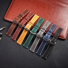 Quick Release Crazy Horse Leather Watch Band For Women Men 18mm 20mm 22mm 24mm Durable Genuine Leather Replacement Strap - Mouldless - View 7