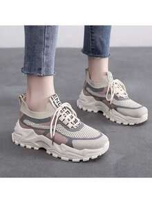 Zapatillas De Tenis Transpirables Color Block Para Mujer - Rosa - Ver 7