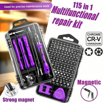 115-In-1 Upgraded Precision Screwdriver Set, Men's Tool Gift, Includes Star-Shaped And Other Odd-Shaped Bits, Mini Repair Tool Kit Suitable For Computer, Laptop, Glasses Repair. The Screwdriver Bits Are Made Of High-Quality CRV Steel, Wear-Resistant And High Hardness