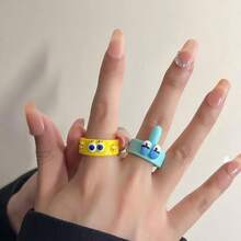 SpongeBob SquarePants 1 Set Cartoon Couple Rings, Cartoon Animation Peripherals, Movie Jewelry Accessories Toys Birthday Gift, Couple Commemorative Gift, Perfect Decorative Gift, Suitable For Daily Outfit Decoration, Fan Series, Holiday Party Decoration, Anniversary, Holiday Party Gift (Random Style) - Multicolor - View 12