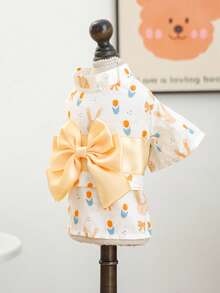 PETCIRCLE 1pc Pet Clothes, Outdoor & Indoor Apparel, European & Korean Style, Suitable For Poodle, Teddy, Small Dog & Puppy, Casual Yukata - Yellow Bow Tie - Multicolor - View 7