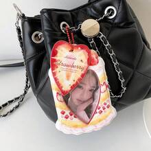 1 chiếc giá treo thẻ hình dâu tây hoạt hình tối giản thời trang 3 inch, giá trưng bày thẻ dành cho fan K-Pop, học sinh, sinh viên, giá đựng thẻ tàu điện ngầm - Hình chữ nhật - Xem 8