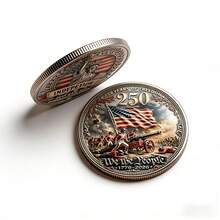 3D浮雕纪念币：美国独立250周年（1776-2026）- 双面收藏币，适合收藏家和历史爱好者，历史纪念礼品，也是250周年纪念礼品，是圣诞节、万圣节、情人节礼物和展示的理想选择。 - 銀色 - 查看 7