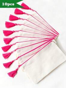 Sac cosmétique en canevas à franges, sac de maquillage de voyage, pochette de rangement cosmétique, étui à crayons, convient pour les vacances, la plage, la salle de bain, la chambre, sac en canevas zippé grande capacité avec franges, sac de maquillage de voyage, sac cosmétique à franges zippé, convient pour la fête, pochette de rangement cosmétique, boîte à crayons de maquillage, sac cadeau, trousse de toilette multifonction, porte-monnaie, pochette de rangement pour petits articles - Beige - Voir 15