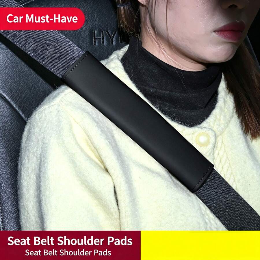 Car Additions, Soft And Skin-Friendly PU Leather Seat Belt Shoulder Pads, Suitable For All Seasons, Durable, Dirt-Resistant, Breathable, Universal For Passenger And Cargo Vehicles, Extended Safety Belt Covers To Prevent Wear