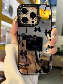 Casing Ponsel Pelindung Cermin Hitam Lucu, Modis, Tahan Guncangan, Motif Pita dan Hati, Cocok untuk iPhone 13/11/17/17 Pro/16/14/15/15 Pro/15 Plus/15 Pro Max/X/Xs Max/Xr/11 Pro/12 Pro/13 Pro/14 Pro/11 Pro Max/12 Pro Max/13 Pro Max/14 Pro Max/14 Plus/17 Pro Max/17 Air, Hadiah Musim Semi - MultiWarna - View 2