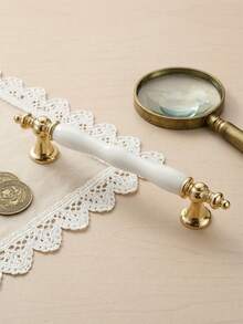 Conjunto de 1/2/4 puxadores dourados de cerâmica para portas de armário, puxador de barra branco para porta de armário, puxador moderno e minimalista para gaveta de armário de cozinha. - Branco - Ver 6