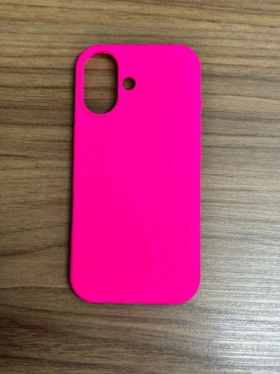 Premium Velvety Silicone Phone Case IP17 Open Camera Protective Case With Apple Logo - Hot Pink - View 1