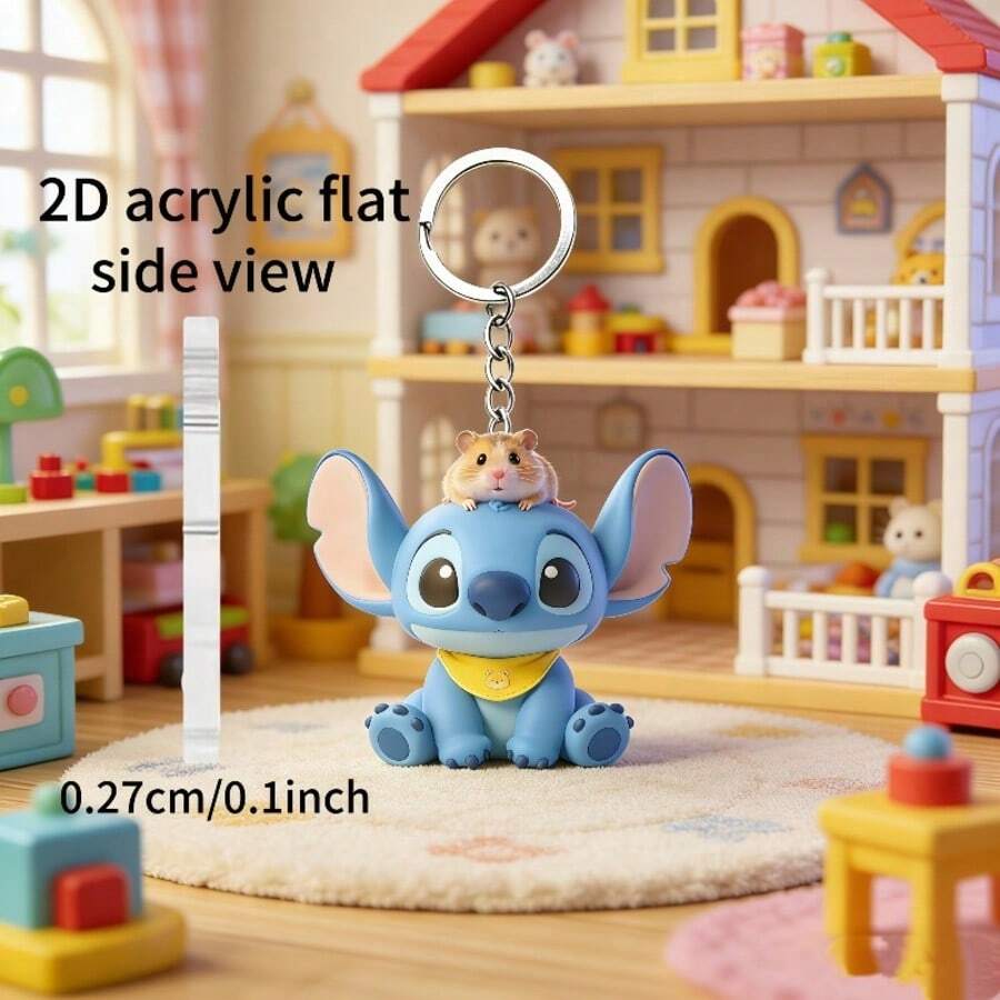 Disney Thiết kế phẳng 2D - Móc khóa thêu, móc khóa tròn bằng acrylic với hình thêu và hình chuột hamster, mặt dây chuyền cho ba lô học sinh, phụ kiện ba lô và móc khóa thời trang. - Nhiều màu - Xem 1