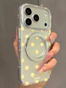 Ốp lưng điện thoại trong suốt in họa tiết chấm bi đẹp mắt + Vòng giữ điện thoại từ tính 360 độ, tương thích với iPhone 17 Pro Max 17 Pro 17 16 Pro Max 16 Pro 16 15 Pro Max 15 Pro Max 15 Pro 15 14 Pro Max 14 Pro 14 13 Pro Max 13 Pro 13. Ốp lưng silicon mềm mại, hỗ trợ sạc không dây. - Chấm bi vàng - Xem 3