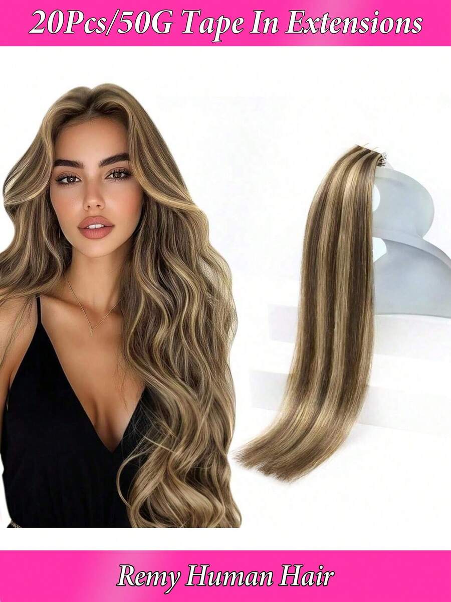 150grams Tape In Hair Extensions Human Hair,#60 Platinum Blonde 16-26inch,20Pcs/50Grams,100% Brazilian Remy Tape Ins Real Human Hair Extension,Christmas Birthday Gift For Women, Perfect For Daily Party & Wedding Use, 4-5 Packs To Add Length & Volume - S4/27 - 查看 1