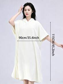 1 pièce Peignoir absorbant et séchage rapide & Vêtement d'intérieur, Serviette de plage unisexe, Cape de serviette à capuche pour se changer rapidement, Convient pour la plage, le surf, la natation - Multicolore - Voir 3