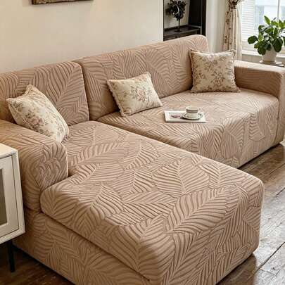 1 tấm bọc ghế sofa họa tiết lá cây, chất liệu dày dặn, co giãn tốt, phù hợp với sofa 1/2/3/4 chỗ ngồi hình chữ L, thích hợp trang trí phòng khách, phòng ngủ, khách sạn.