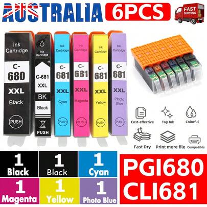 Juego de 6 cartuchos de tinta compatible con PGI680XXL CLI681XXL, capacidad extra grande para impresión en PIXMA Home Office