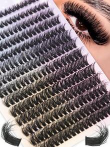 280 miếng/bộ, 14 hàng, lông mi mềm mại, lông mi chồn, 8-16mm, độ dài hỗn hợp, lông mi volume 3D kiểu Nga, lông mi rời, dùng để trang điểm, lông mi đen, hộp màu tím, chùm lông mi, búi lông mi, lông mi giả. - Xem 3