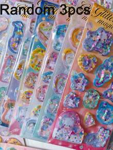 3D卡通儿童液体注水贴纸 - 幼儿园奖励摇晃标签 - DIY装饰工艺品 - 彩色 - 查看 7