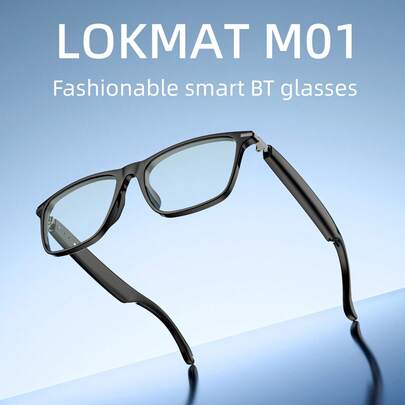  LOKMAT M01 蓝牙智能眼镜，采用蓝牙 5.4 技术，开放式佩戴设计，支持音乐播放、通话处理、日常防水和多功能性。