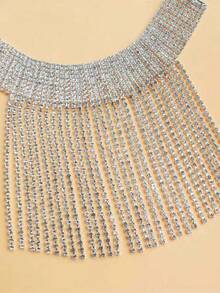 1 pieza Cadena de pierna con rhinestones, accesorio sexy para vestido de noche de mujer - Plateado - Ver 4