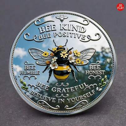 1pc 2D Flat "Friendly Bee" & "Awesome Bee" Positive Design Brooch, Suitable For Decorative/Supportive Gifts And Motivational Sunflower Bee Brooch, 2D Flat Style