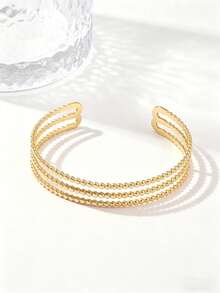 1pc Stainless Steel Women's Fashion Bracelet, Extremely Minimalist Geometric Design, Suitable For Daily Wear, Great Gift For Women - Yellow Gold - View 5