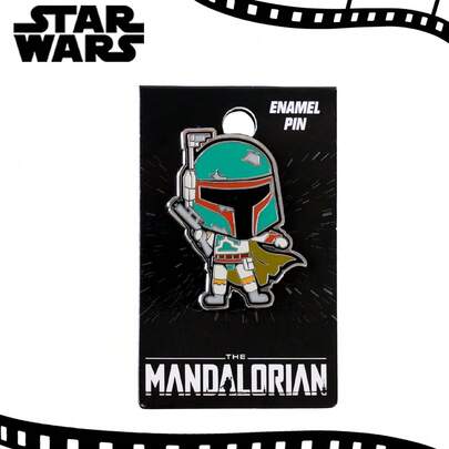 StarWars 星球大战官方授权收藏徽章 锌合金珐琅徽章 波巴·费特 曼达洛人夹克翻领徽章 动漫背包徽章 防锈金属胸针 新奇饰品礼品套装
