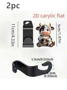 1/2/3pcs Adorable Milk Tea Cow Design Car Seat Back Hanger With Integrated Backrest Hidden Storage Hook, Multifunctional Car Organizer Accessories For Vehicle Interior Organization And Daily Commute Storage Solutions - Multicolor - View 8