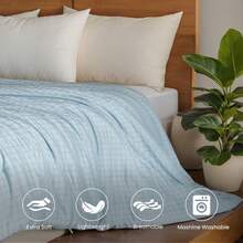 Comfortable And Luxurious Down Comforter Instead Of White Duvet Core, Quilted And Fluffy, Suitable For All Seasons, Suitable For Families, Hotels, Homestays, 2026 New Year Gift (Only One Bed Duvet Core) - 淺藍色 - 查看 4
