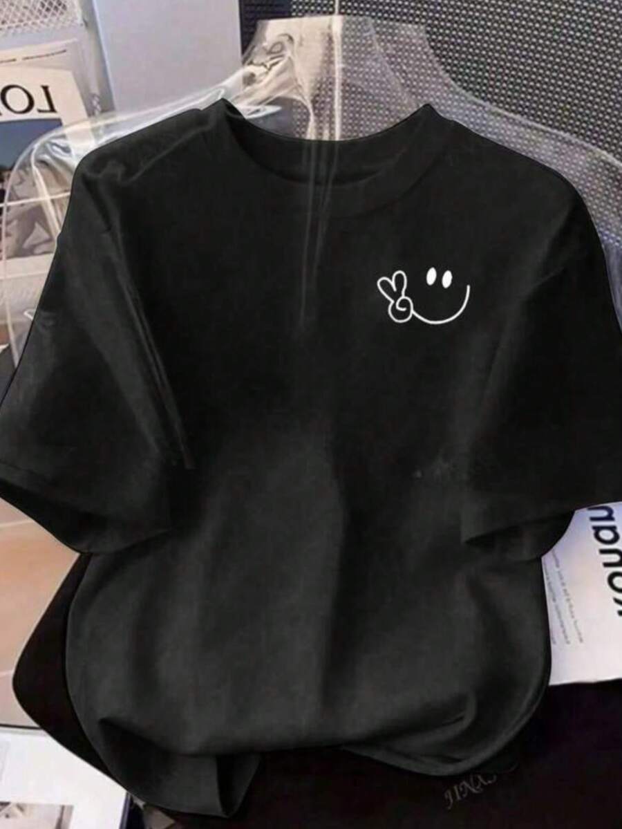 MPLSL|Camiseta de punto ajustada de manga corta informal para mujer - Negro - Ver 1