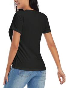 Women'S Fun 'KIM WAS RIGHT' Pattern T-Shirt | Soft And Breathable Round Neck Short Sleeve Top, Essential For Daily Casual Parties, Versatile, Suitable For All Seasons, Available In Black And White - màu đen - Xem 5