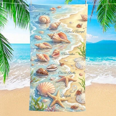 1 Khăn tắm biển hình sao biển và vỏ sò, chất liệu microfiber siêu mềm, cỡ lớn, thấm hút cực tốt, thích hợp cho du lịch, hồ bơi, lặn, lướt sóng, yoga, cắm trại, có nhiều kích cỡ khác nhau, phụ kiện bãi biển.