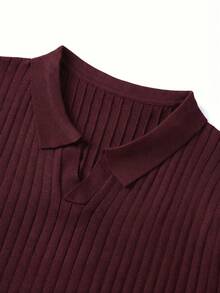 GRDR Men's Solid Color Short Sleeve Knit Top - Burgundy - View 6