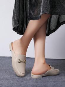 女士套脚穆勒鞋，通勤和工作穿着舒适 - 白色 - 查看 5