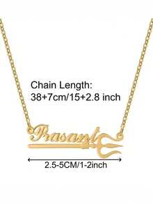 Dây chuyền khắc tên hình đinh ba theo yêu cầu, mặt dây chuyền hình vũ khí của thần biển trong thần thoại Hy Lạp cổ đại, mặt dây chuyền bằng thép không gỉ thời trang, quà tặng cho phụ nữ. - Vàng - Xem 6
