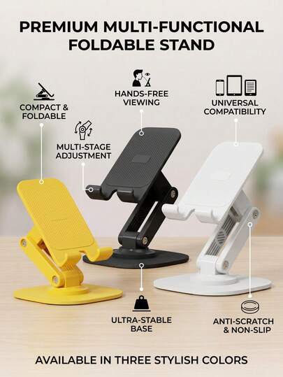 huaxunyuan 360° Adjustable Rotating Desk Phone Stand, Ergonomic Multi-Angle Smartphone Holder With Stable Base, Durable Phone Stand In Multiple Colors, Suitable For Video Calls, Vlogging, Live Streaming, Compatible With All Smartphones
