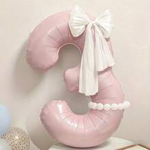 Bộ bóng bay số màu hồng 40 inch, bóng bay tráng bạc màu hồng từ 0-9, kèm nơ trắng và bóng bay dài, thích hợp cho tiệc sinh nhật, kỷ niệm, chụp ảnh lưu niệm, đám cưới, trang trí tiệc mừng em bé. - Màu hồng nhạt - Xem 6