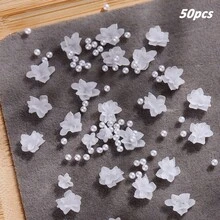 Móng tay hoa dập nổi - Móng tay hoa trà trắng thủ công, bộ móng nhựa mềm mại và tinh tế thể hiện vẻ đẹp nữ tính, phù hợp cho phụ nữ. - trắng - Xem 13