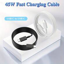 适用于 Galaxy 系列的 45W 超快充电线，5A 双 USB Type-C 数据线 - 黑色 - 查看 1