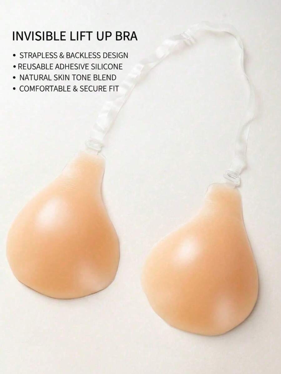 1pc Reusable 3-4 Times Silicone Adhesive Invisible Nipple Cover Bra Lift Tape, Suitable For Various Bust Shapes, Halter Design, Strapless For Sleepwear, Swimwear, Backless Dresses, Formal Gowns - Multicolor - View 1
