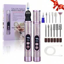Kit de 12 piezas de lima de uñas eléctrica, lima de uñas multifunción, recargable por USB - para uñas gruesas, batería de litio de 180mAh de larga duración, lima de uñas eléctrica profesional de velocidad variable, herramienta para pulir y dar forma a las uñas, regalo de belleza, producto de gran valor - Multicolor - Ver 2