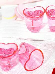 12 Pcs Heart Shaped Shot Glasses Set 1.5 Oz Clear Cute Mini Shot Glasses Tequila Heart Cup Pink Couple Cups For Soju Whiskey Tequila Vodka Liquor Party Valentine's Day, High-Quality Plastic Material - 查看 10