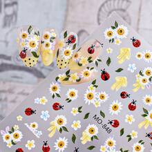 Pegatinas de uñas con diseño de abeja, calcomanías de uñas francesas con degradado amarillo, decoración linda y kawaii para primavera y verano, resistente al agua y de larga duración, fácil de aplicar, opcionales MO-849/MO-848, artículo esencial para manualidades de arte de uñas, perfecto para estudiantes y adolescentes - Multicolor - Ver 5