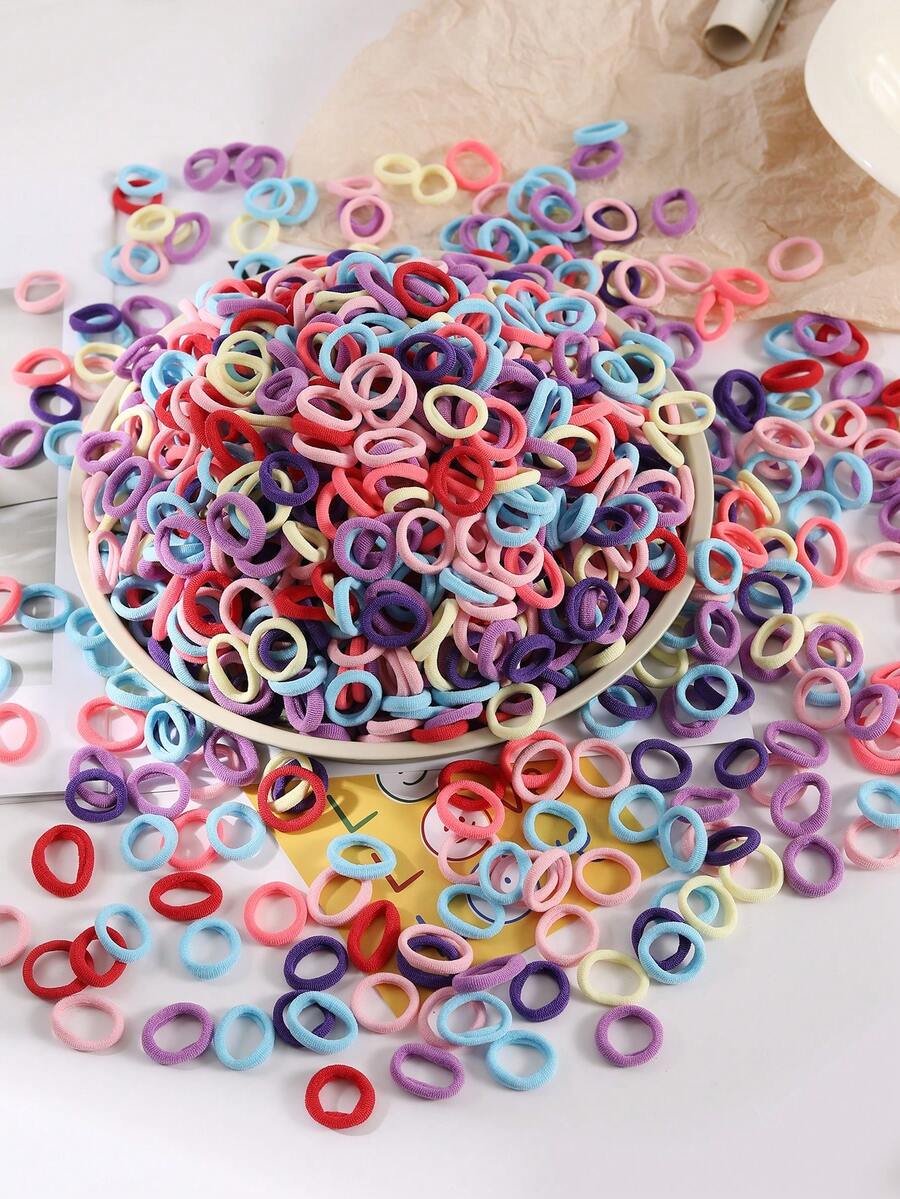 1000-400-500pcs Seamless Elastic Hair Ties, Multicolor Non-Damaging Soft Nylon Hair Bands, Small Hair Loops Suitable For Girls And Women, Fine And Thick Hair, Braids, Mother's Day, Teacher's Day Gift, Daily Office, School, Sports Hairstyle Accessories - Multicolor - Ver 1