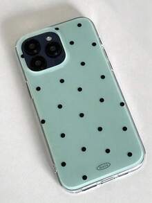 时尚可爱波点亮面软壳，适用于 17 Air、16、15、14、13、12、11 Pro Max、16、15、14 Plus，简约创意防震后盖 - 薄荷綠 - 查看 3