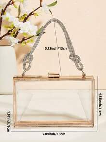 Bolso bandolera de caja transparente, adecuado para ocasiones de fiesta - transparente - Ver 9