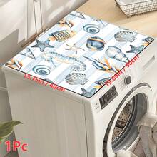 1pc Marine Life Pattern Printed Washing Machine Dust Cover, Rubber Soft Bottom, Laundry Room Accessory, Washing Machine Top Protective Pad, Quick Absorbent And Dry, Refrigerator Dust Cover Pad, Coffee Maker Countertop Absorbent Mat, Diatomite Draining Mat, Modern Laundry Room And Kitchen Appliance Washing Machine And Dryer Dust Cover, Home Decor, Kitchen And Dining Room Decor - Multicolor - View 14