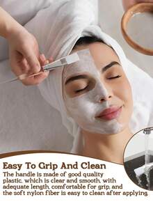5 cọ đắp mặt nạ lông mềm, cán trong suốt, phụ kiện cọ đắp mặt nạ tự làm - Nhiều màu - Xem 5